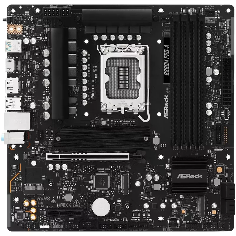 Motherboard ASRock B860M Pro-A micro ATX — Intel B860, LGA 1851, DDR5, 4 DIMM, up to 256 GB, 2.5Gb Ethernet