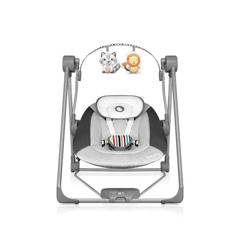 Baby bouncer Lionelo OTTO COZY GREY — compact infant bouncer, soft seat, safety harness