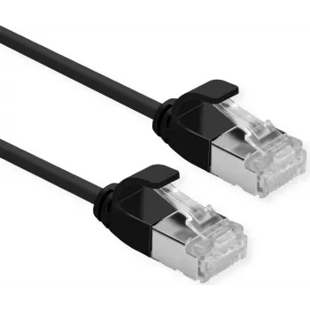 ROLINE GREEN U/FTP Patch Cable Cat.6A (Class EA), LSOH, slim, black, 1,5 m (21.44.3354)