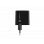 Wired Mobile Device Charger NATEC NUC-2145, 65W, USB-C PD 3.0 + QC 3.0, 1x USB-C, 1x USB-A, 110–240V, Black
