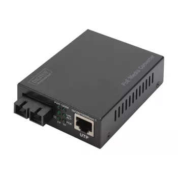 Digitus Gigabit PoE media converter, RJ45 / SC, SM, PSE