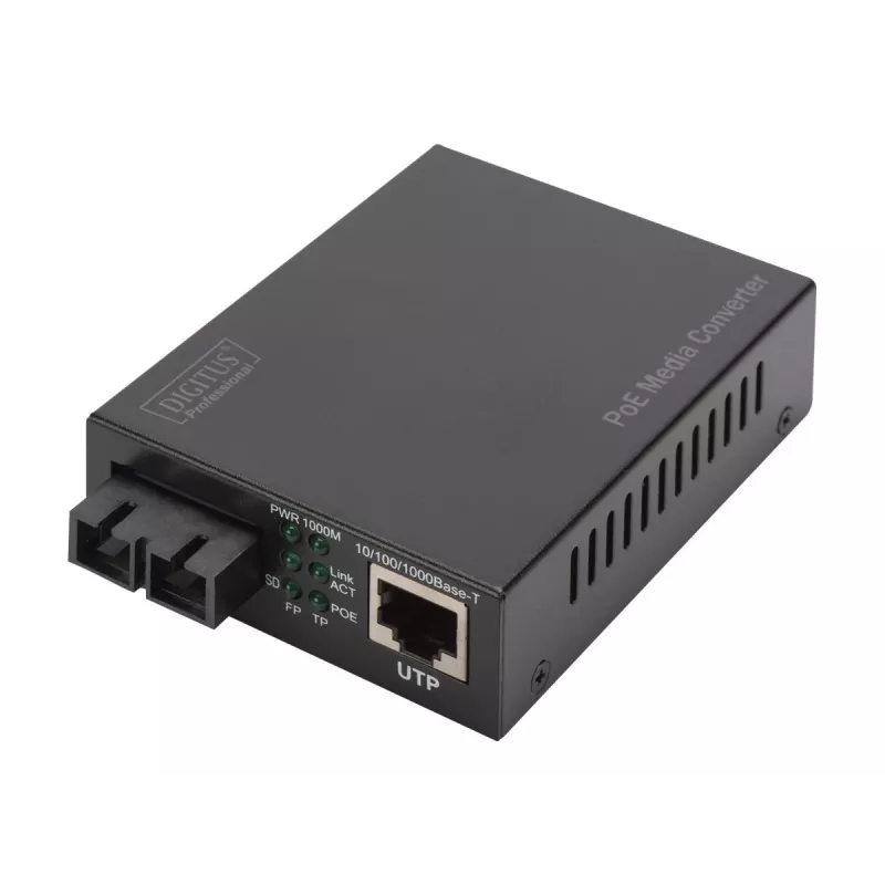 Digitus Gigabit PoE media converter, RJ45 / SC, SM, PSE