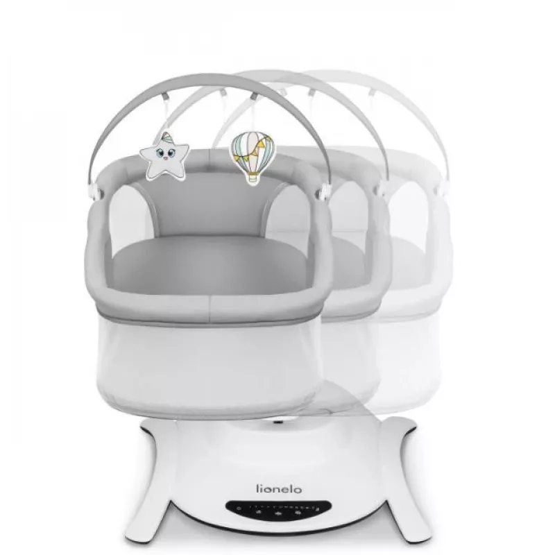 Cradle / Rocking Cradle Lionelo Bella Set Grey Concrete – infant bed with rocking function