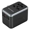 Vention power travel adapter FJFB0 65W — 2× USB-C PD/PPS, 2× USB-A (QC/BC), HDMI output, aluminium/black