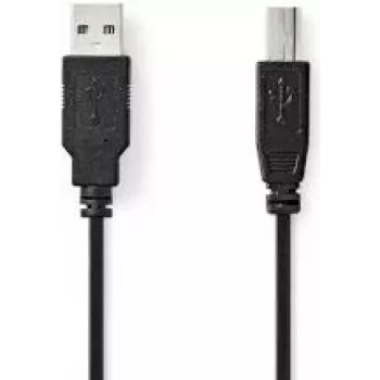 Nedis USB Cable | USB 2.0 | USB-A Plug | USB-B Plug - 10 W | 480 Mbps | nickel-plated | 1.00 m | Round | PVC | Black | Label