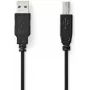 Nedis USB Cable | USB 2.0 | USB-A Plug | USB-B Plug - 10 W | 480 Mbps | nickel-plated | 1.00 m | Round | PVC | Black | Label