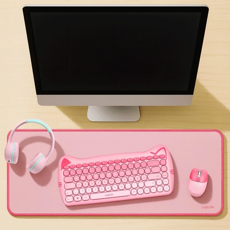 XXL desk pad for mouse and keyboard, pink