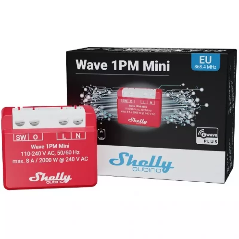Shelly Qubino Wave 1PM Mini Z-Wave measuring-switching actuator Red