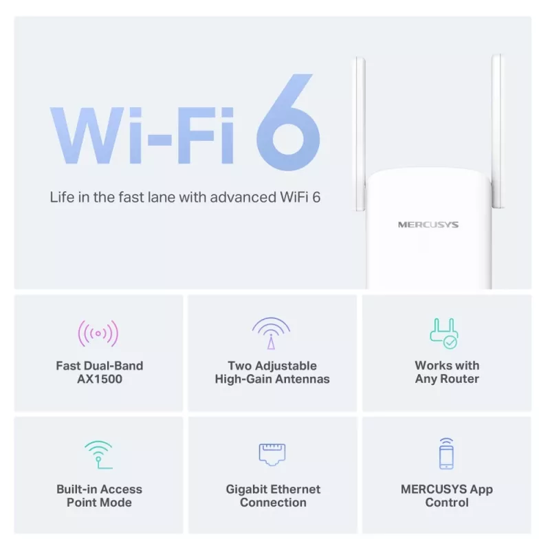 Repetidor De Sinal Mercusys WI-FI 6 AX1500 Dual Band - ME60X