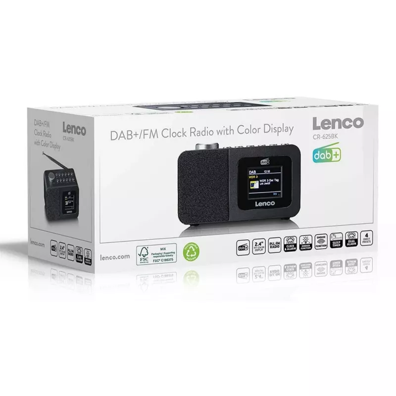 Tabletop radio Lenco CR-625BK — FM/AM receiver with Bluetooth, black