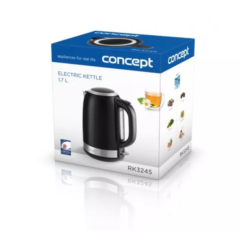 Electric kettle Concept Solution RK3245 — 1.7 L, 2200 W, stainless steel, black