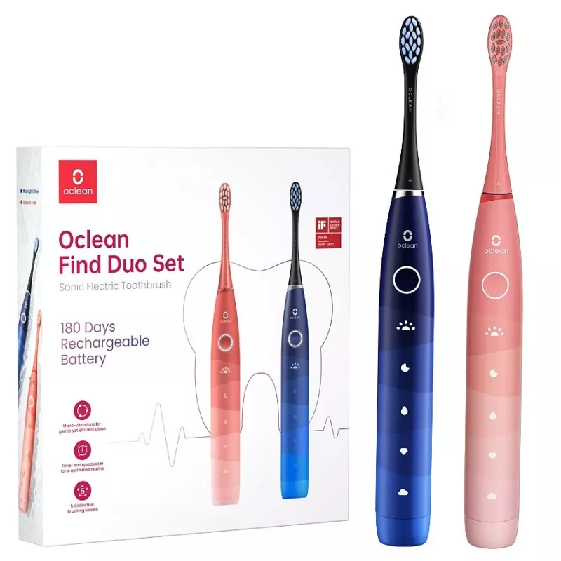 Sonic toothbrush Oclean Flow Find Duo Set Adult Blue Pink OCLEAN