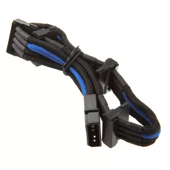 SilverStone 4-Pol-Molex to 4x SATA Cable, 300mm - black/Blue