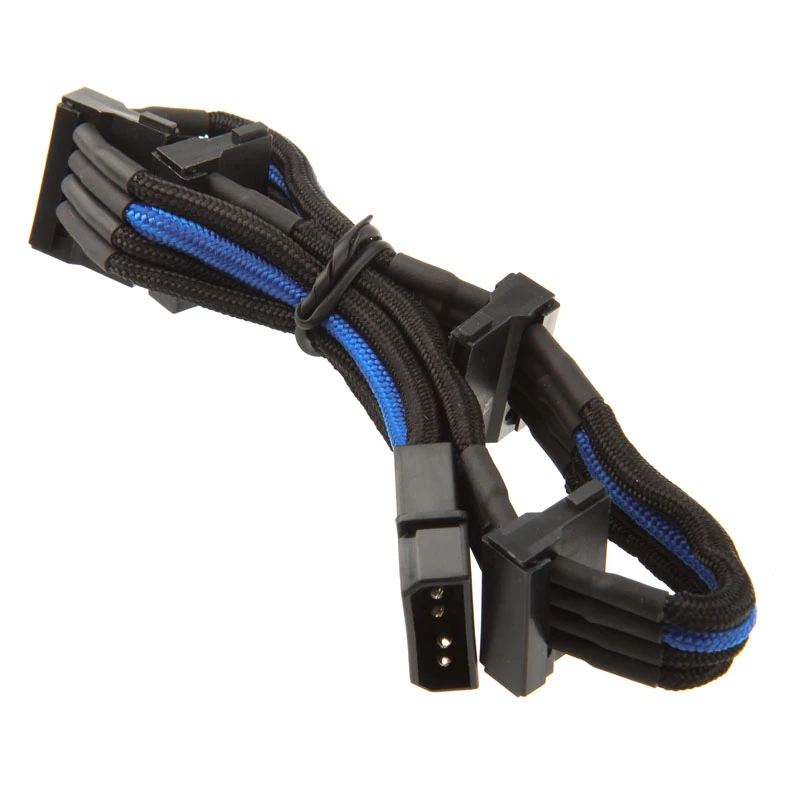 SilverStone 4-Pol-Molex to 4x SATA Cable, 300mm - black/Blue