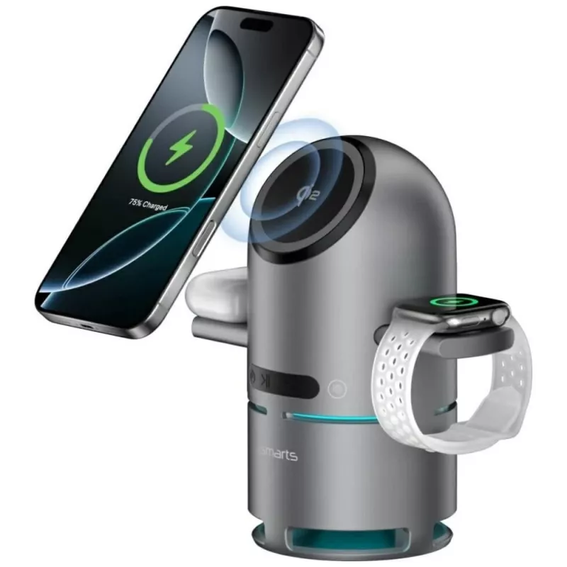 Docking charge station ChargeBot Sound Qi2 gre