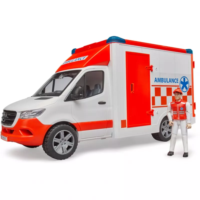 Bruder 1/16 Mercedes-Benz Sprinter Ambulance with Driver by Mercedes-Benz Sprinter Autotransporter with Roadster by Ages 4 Years +