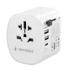 Travel adapter GEMBIRD TPA-EU2A1C15-01-W — 15W, Type E plug, 2× USB-A + 1× USB-C, 100–250V