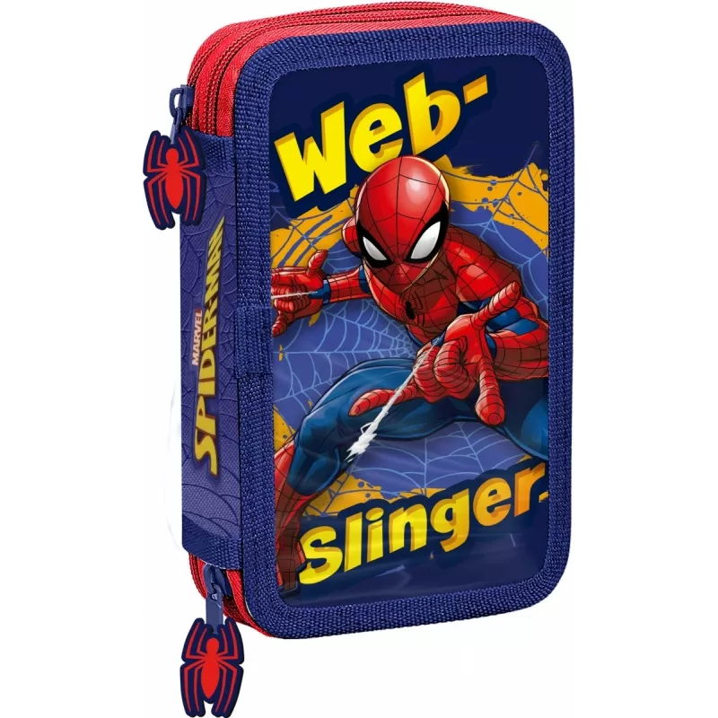 Pencil case Kids Euroswan 2-zipper with accessories Spiderman red-blue