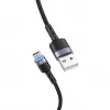 Data cable Tellur USB to Type-C LED nylon braided 1.2 m Black