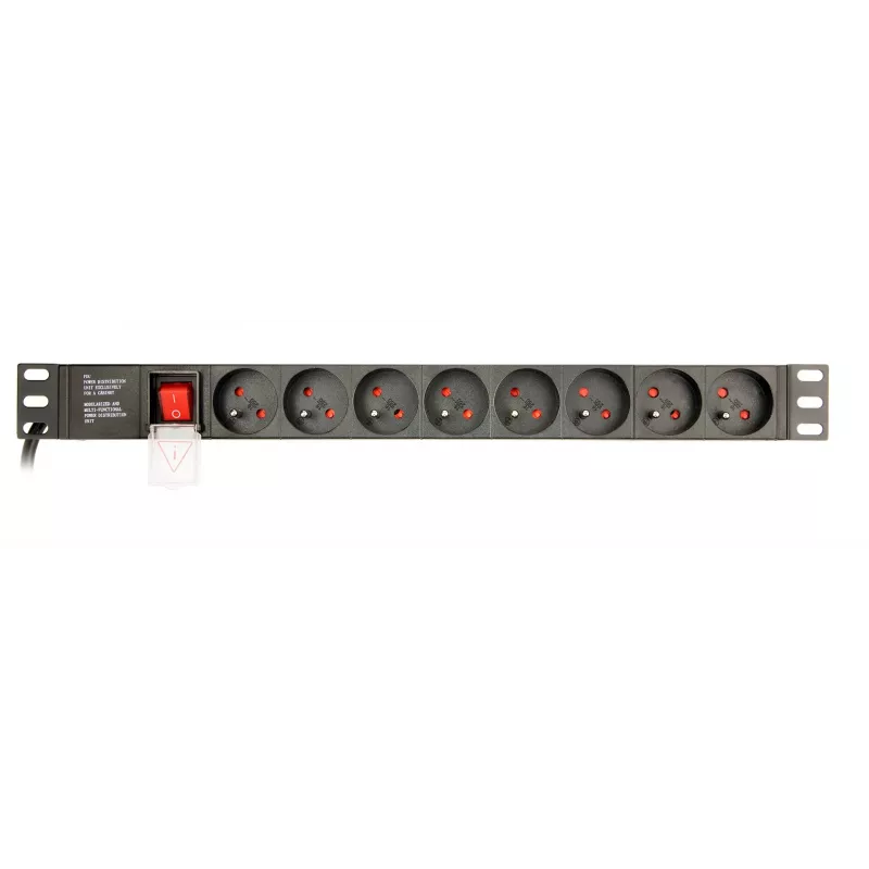 Power distribution unit Gembird EG-PDU-014-FC14, 8 AC outlets, C14 input, 3 m cable, 1U aluminium housing, 10 A, 3680 W