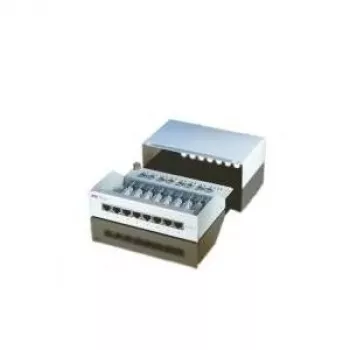 Patch panel, 8 ports, Cat. 5e, shielded, light grey, 14 cm, 44 x 172 x 140 mm