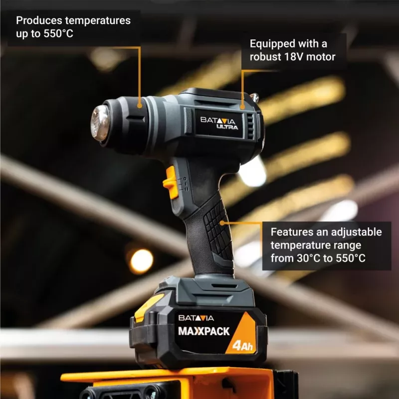 Cordless Heat Gun Batavia B.V. 18V with Digital LCD Display (battery and charger not included)