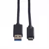 ROLINE - USB Cable - USB Type C (M) - 9-pin USB Type A (M) - 1 m (USB 3.1) - Moulded - Black (11.02.9011)