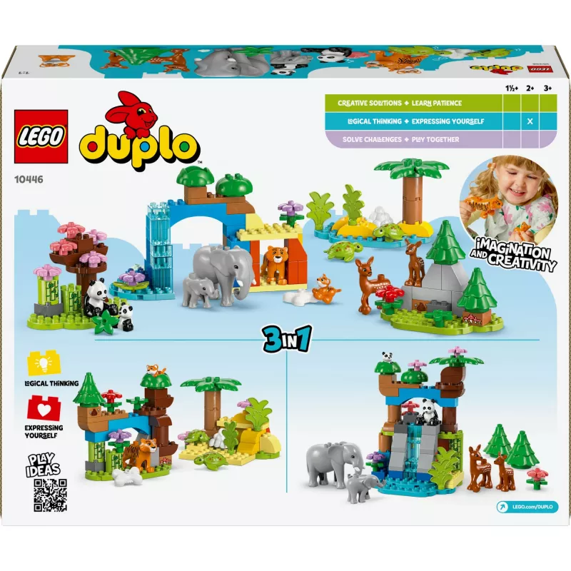 Toy set LEGO DUPLO Town Wild Animal Families 3-in-1 10446 — 92 pieces, ages 2+, 200×220×340 mm