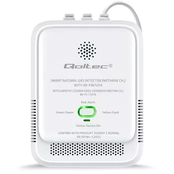 Gas leak detector QOLTEC NG Tuya — natural gas (CH4) detector, smart Tuya-compatible