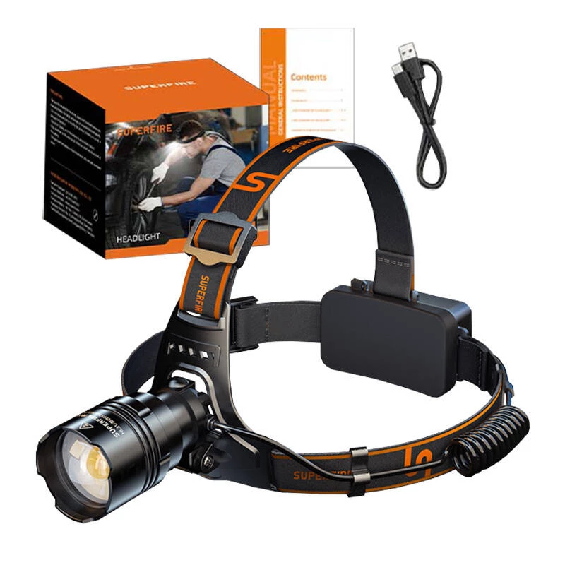 Rechargeable Superfire HL31 Type-C LED Headlight 3000 Lumens
