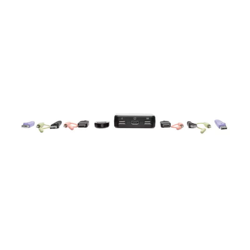 Eaton Tripp Lite series 2-Port USB/HD Cable KVM Switch with Audio/Video, Cables and USB Peripheral Sharing - KVM-/Audio-/USB-Switch - 2 x KVM/Audio/USB - 1 lokaler Benutzer - Deskt