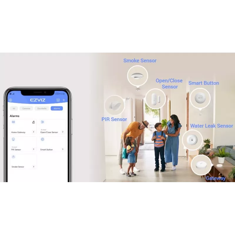 Smoke detector EZVIZ CS-T4C — wireless ZigBee, 3V lithium battery, 87×35×87 mm, 85 dB, surface-mounted, white