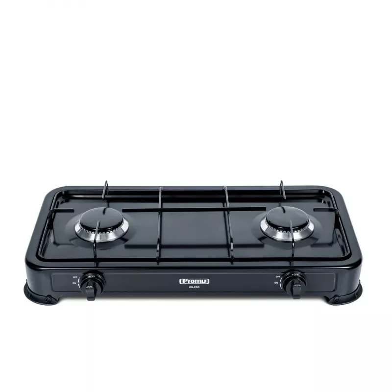 Tabletop gas hob PROMIS KG200C — 2-zone black gas cooker (outdoor use, no reducer)