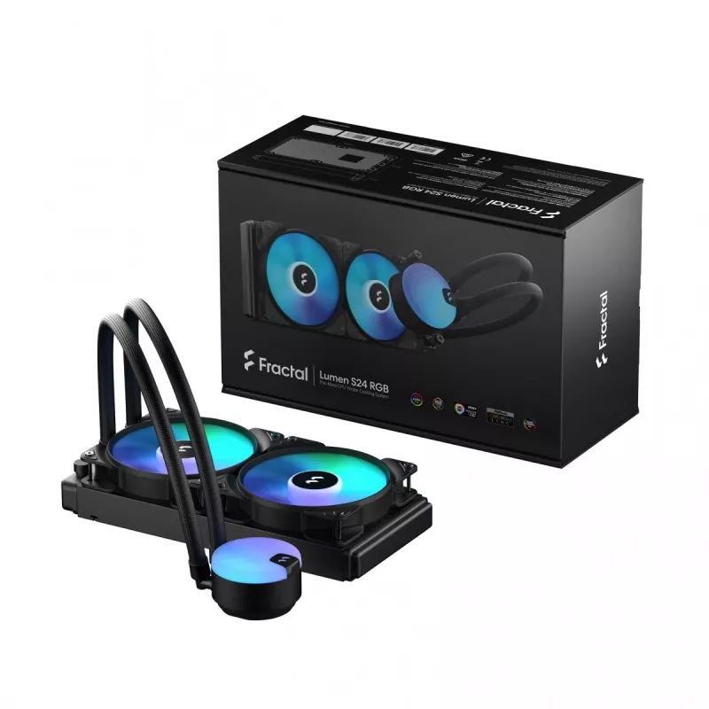 All-in-one liquid cooler Fractal Design Lumen S24 v2 RGB — 240mm radiator, 120mm RGB fans, Black