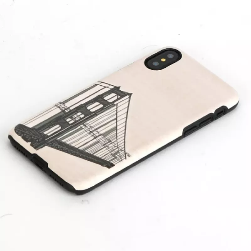 Phone case man and wood for iPhone X/XS, hand bridge design, black