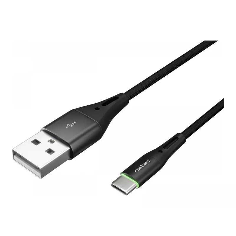 NATEC Cable USB-C/A 2.0 1m prati led black nylon