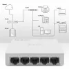 Network switch QOLTEC 52247 5 x RJ45 ports 1000Mbps Gigabit unmanaged