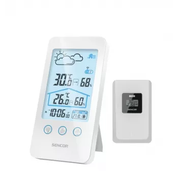 Sencor SWS 3000 W Charging Case Weather Station with Wireless Sensor, White