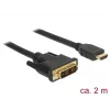 DeLOCK - Video Cable - Single Link - HDMI / DVI - DVI-D (M) to HDMI (M) - 2 m - Triple Insulation - Black - Thumbscrews