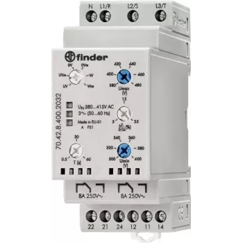 Finder Mains Monitoring Relay 70.42.8.400.2032 70.42.8.400.2032 3-Phase Mains Monitoring (380 - 415 V/AC), N-Conductor Monitoring (70.42.8.400.2032)