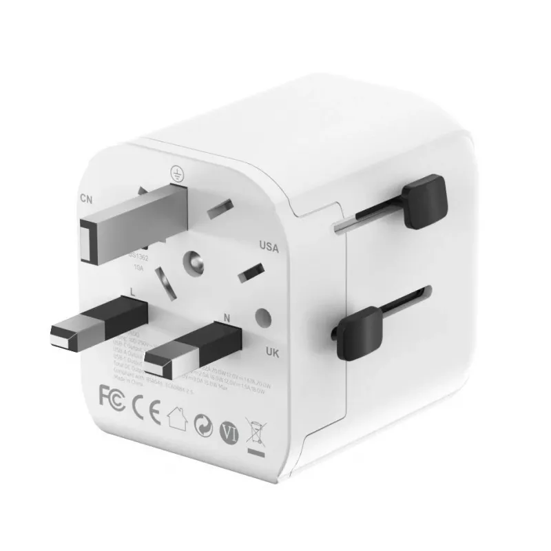 Travel power adapter GEMBIRD TPA-EU1A1C20-01-W 20W, USB-A 18W + USB-C 20W, Schuko socket, input 100–250V
