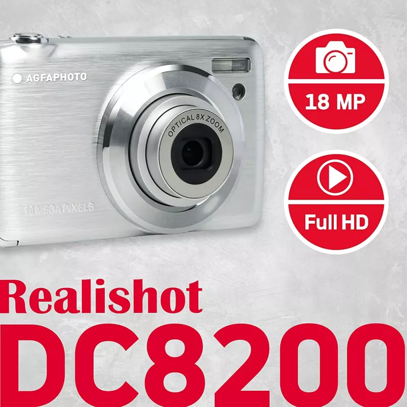 Agfa Photo DC8200 Silver + Case + Card SD 16GB