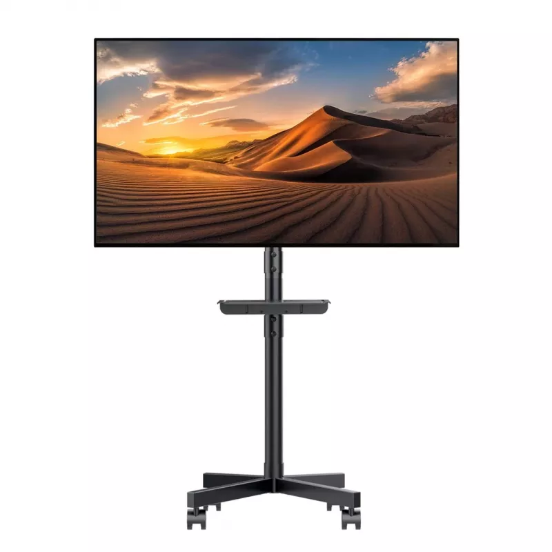 TV cart MACLEAN MC-949 for 32–55 inch TVs, VESA 75×75–400×400 mm, max load 25 kg, height 147–155 cm, storage shelf, black
