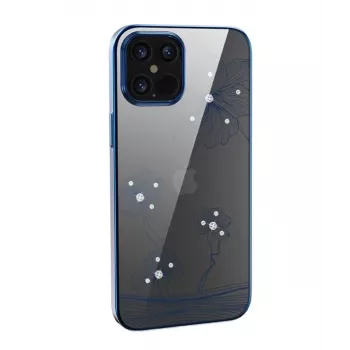 Protective phone case Devia Crystal Flora for iPhone 12 Pro Max — transparent blue, slim fit