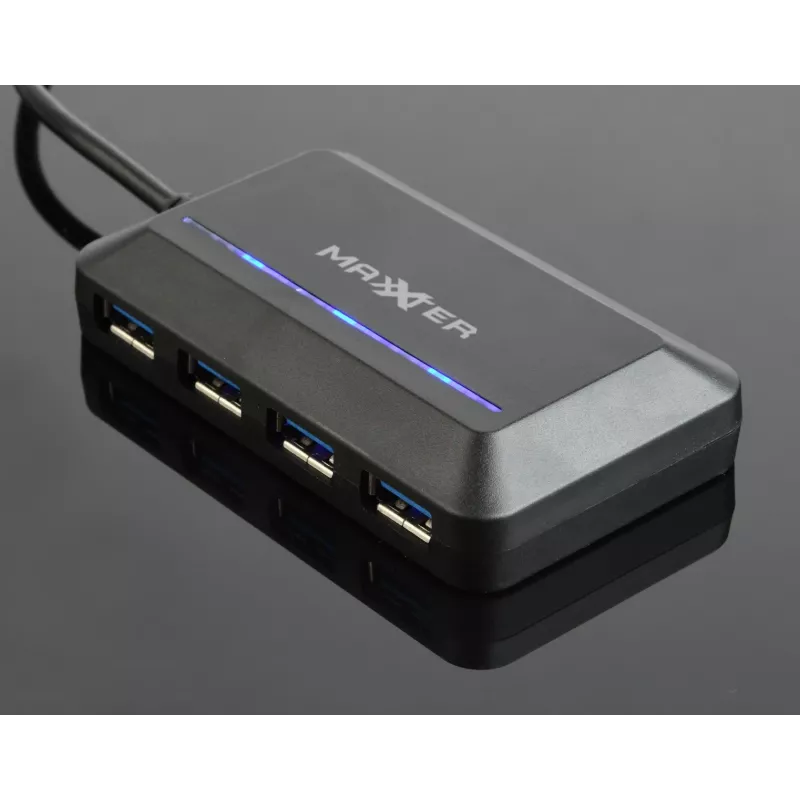USB hub GEMBIRD ACT-HUB3C-4P — USB 3.2 Gen 1 Type-A host to 4 × USB 3.2 Gen 1 Type-C, 5000 Mbit/s, black
