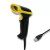 Handheld barcode reader QOLTEC 50867 — 1D/2D laser scanner, USB wired, 600 mm range, yellow/black