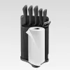 Knife and cutlery block set Maestro MR-1413 — black, 8-piece stainless steel blades with holder, paper towel rack