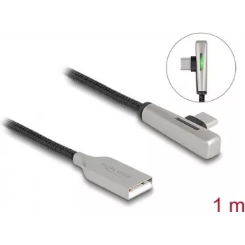 DeLOCK USB 2.0 Cable Type-A male to Type-C male angled 60W 1m