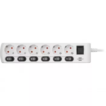 Brennenstuhl 1153110126 Extension Cable 2 m 6 AC-Outputs Indoor White (1153110126)