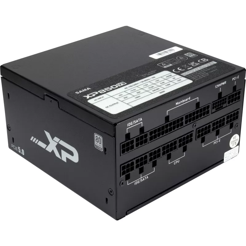 SAMA XPH-850A, PC-Power Supply 1x 12 Pin High Power GPU, 3x PCIe, cable management, 850 Watt